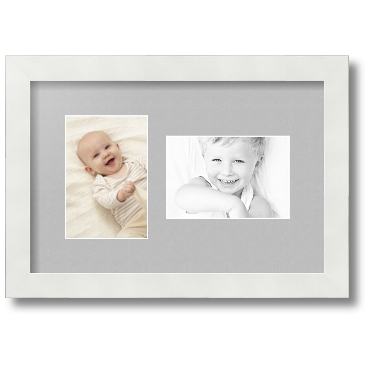 ArtToFrames Collage Photo Picture Frame with 2 - 4x6 inch Openings, Framed in White with Over 62 Mat Color Options and Regular Glass (CSM-3966-102)